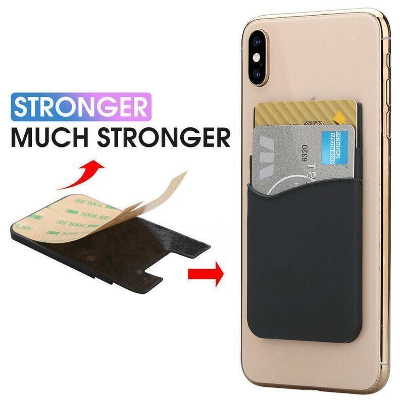 Silicone Phone Card Holder Double Layer Adhesive Wallet with 3M Backing - Black — image 6