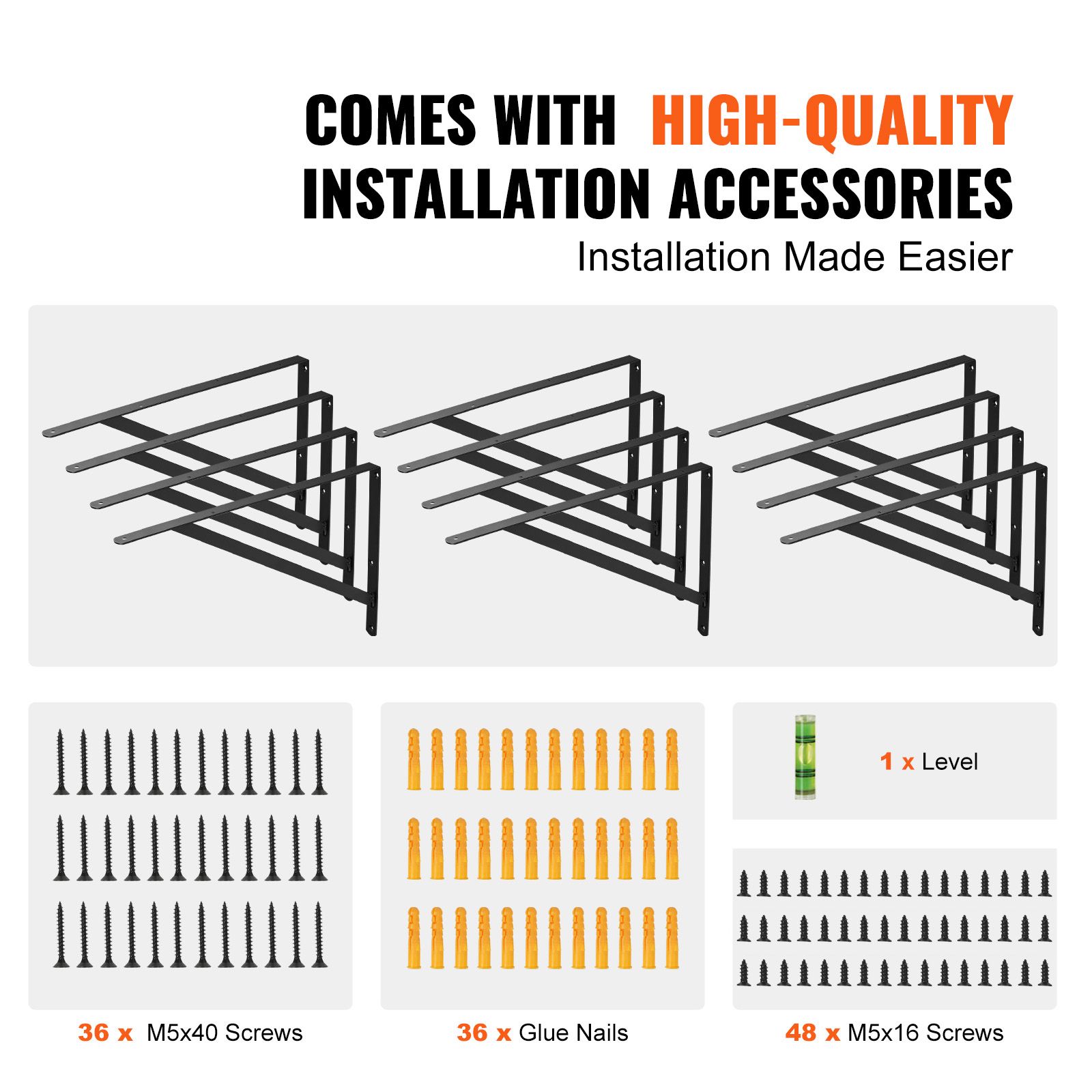 Shelf Bracket, 46 × 30.5 cm 12 Pcs, Heavy Duty Floating Shelf Brackets, Brackets for Shelves, 3mm Thick Matte Black Triangle Shelf Bracket,Steel Shelving — image 6
