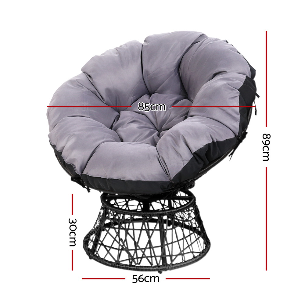 Gardeon Outdoor Lounge Setting Furniture Wicker Papasan Chairs Table Patio Black โ image 2