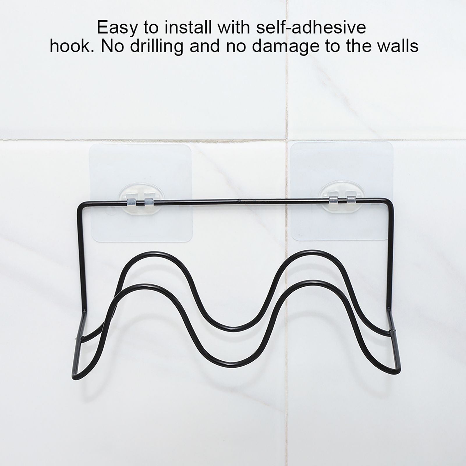 Double Layer Shoes Rack Hanger Shelf Holder Wall Mounted Shoes Rack (Black) — image 6