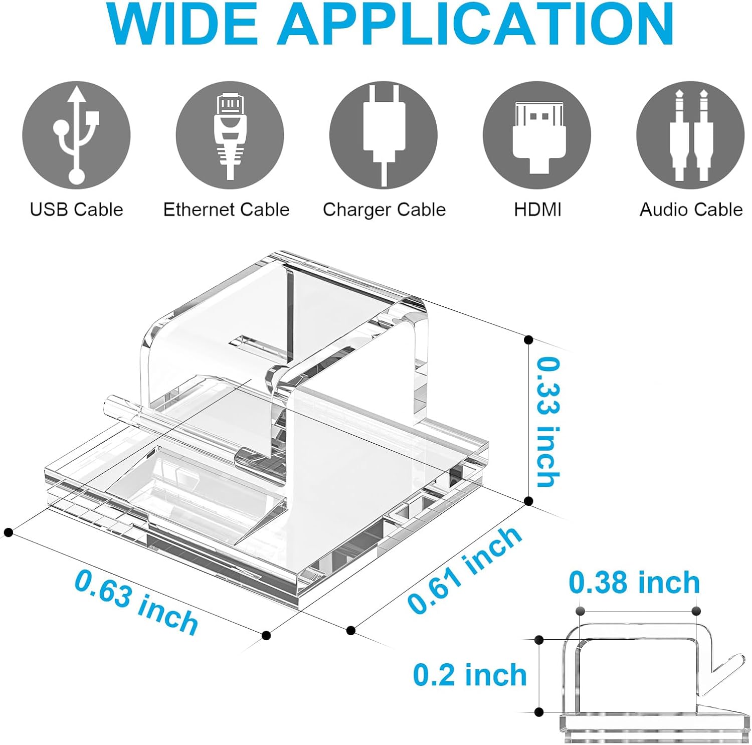 100 PCS Cable Clips, Upgraded Adhesive Cord Clips for Wires on Wall, Strong Wire Holders Cord Organizer for Cable Management, Christmas Lights, USB, Phone โ image 2