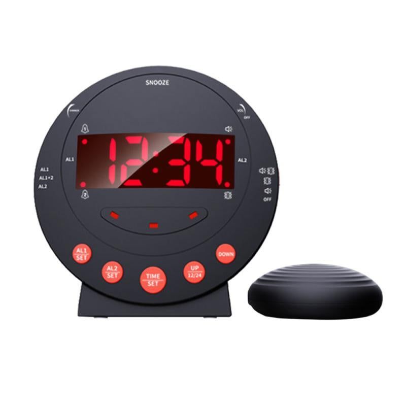 Loud Alarm Clock with Bed Shaker Vibrating Flash for Heavy Sleepers Dual Alarm USB