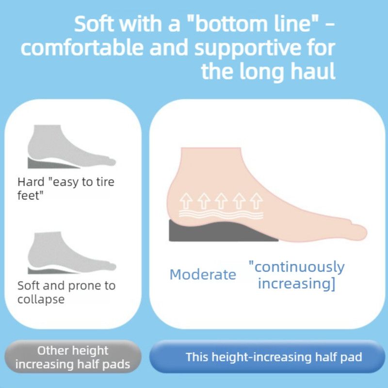 Women's Silicone Invisible Height-Increasing Heel Insoles, Comfort Elevator Half Insoles for Sneakers—2 cm Height—Black — image 3