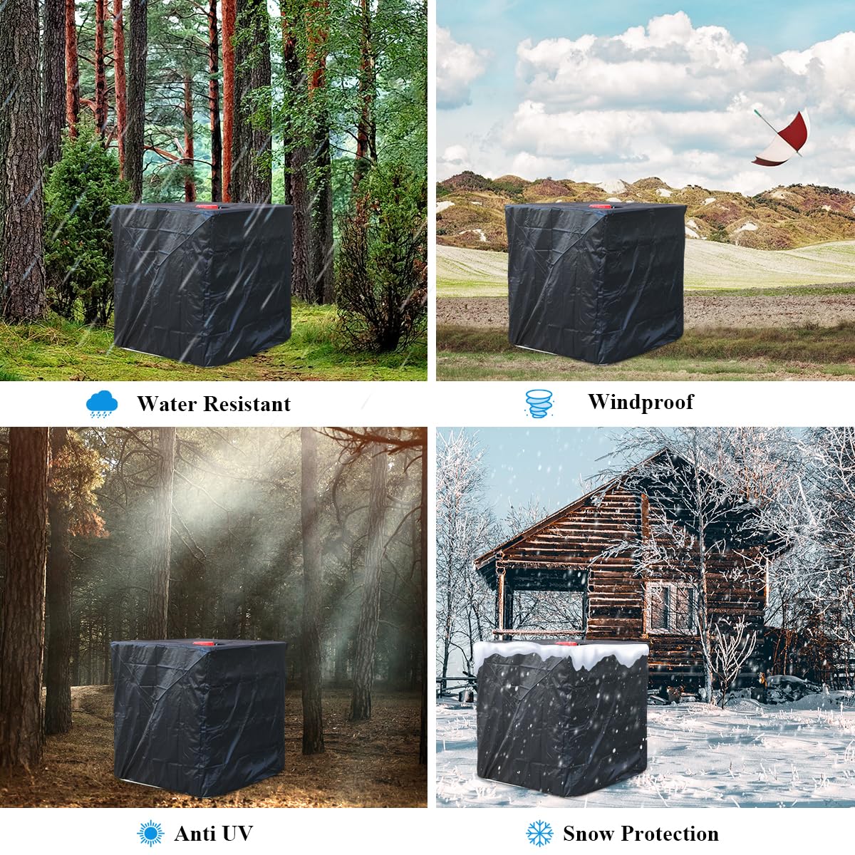 1000L 275 Gallon 420D IBC Tote Water Tank Cover Sunshade Waterproof Protective Cover IBC Tote Covers โ image 4