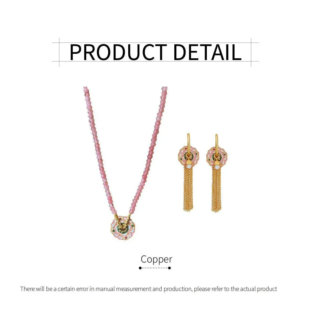 New-Chinese Coloured Flower Beaded Necklace and Earrings Set Fashion Jewelry - Earrings โ image 4