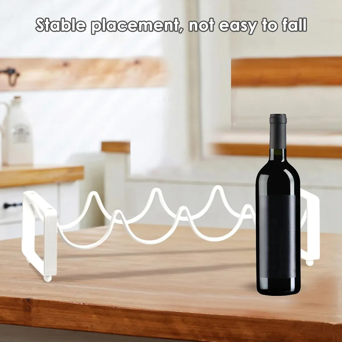 Iron Wine Rack Bottle Holder Metal Display Stand Tabletop Decorative Storage - White — image 5
