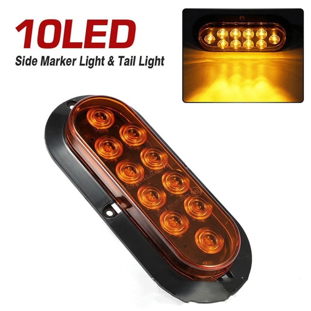 4pc 6 inch Amber Oval LED Trailer Tail Light Kit [Surface-Mount] [IP67 Waterproof] [Park & Turn Signal] Yellow Orange Marine Trailer Lights for Boat Trailer RV