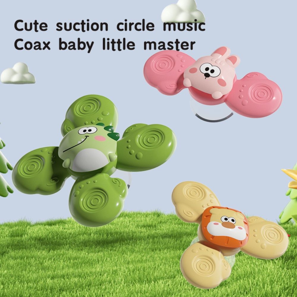 3-pack Baby Spinning Toy with Suction Cup, Green Yellow Pink, Educational Toys — image 2