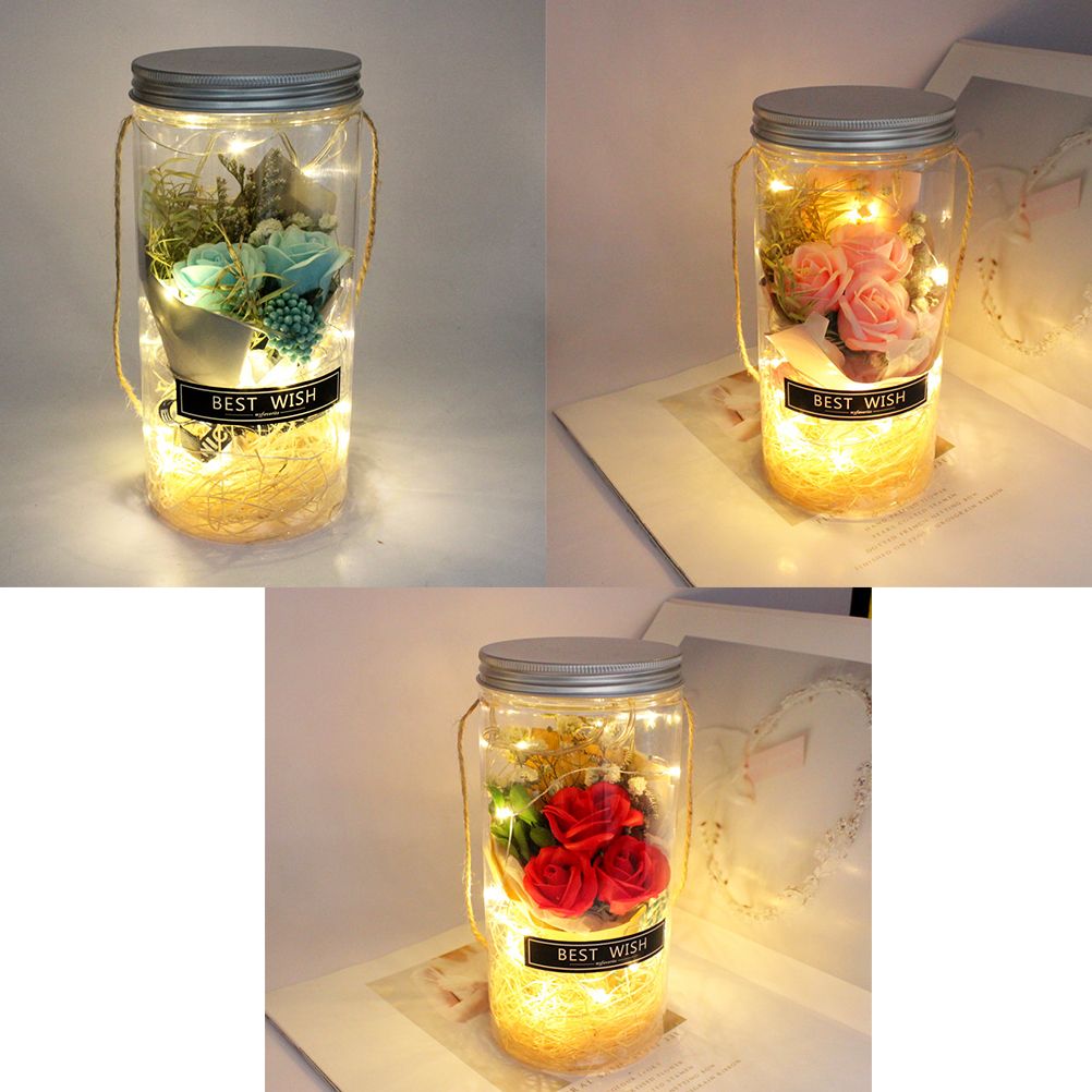 Romantic Eternal Rose Never Withered Rose Night Light Wishing Bottle Preserved Flowers Soap Rose Flower Glass Wishing Bottle โ image 4