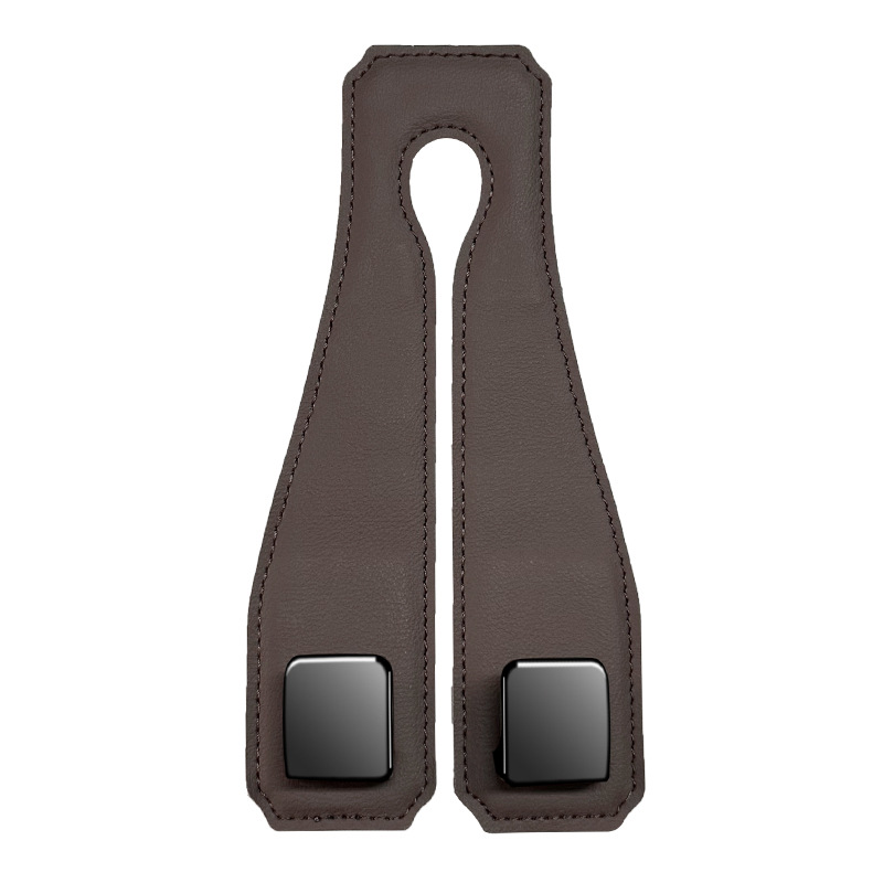 Coffee Heavy Duty Car Headrest Hooks (Set of 4 Units) - PU Leather Seat Back Organizer Hangers