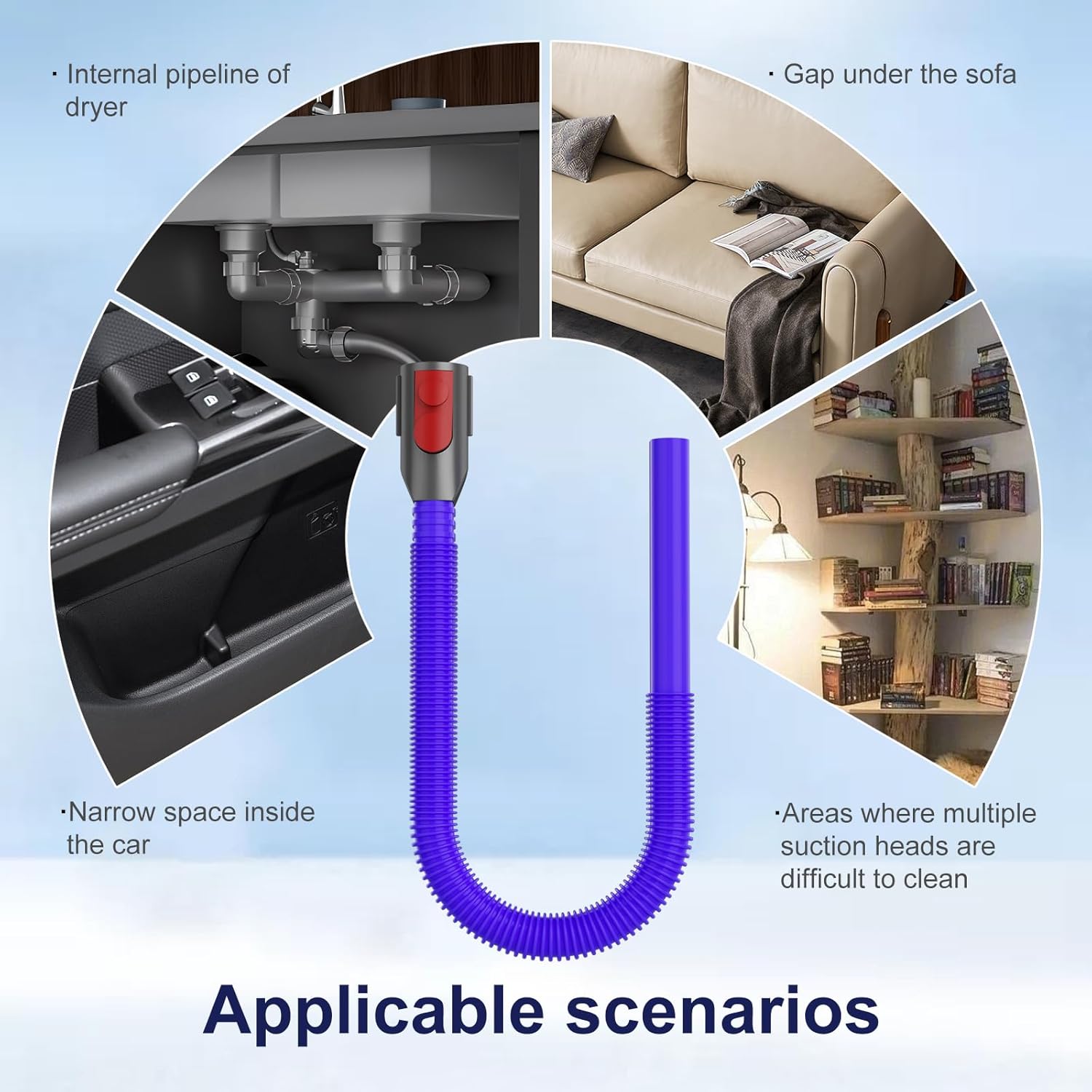 Dryer Lint Vacuum Attachment Compatible with Dyson V15 V12 V11 V10 V8 V7 Gen5 Cordless Vacuum Cleaner, Flexible Dryer Vent Cleaner Kit Lint Removal Tool Purple — image 3