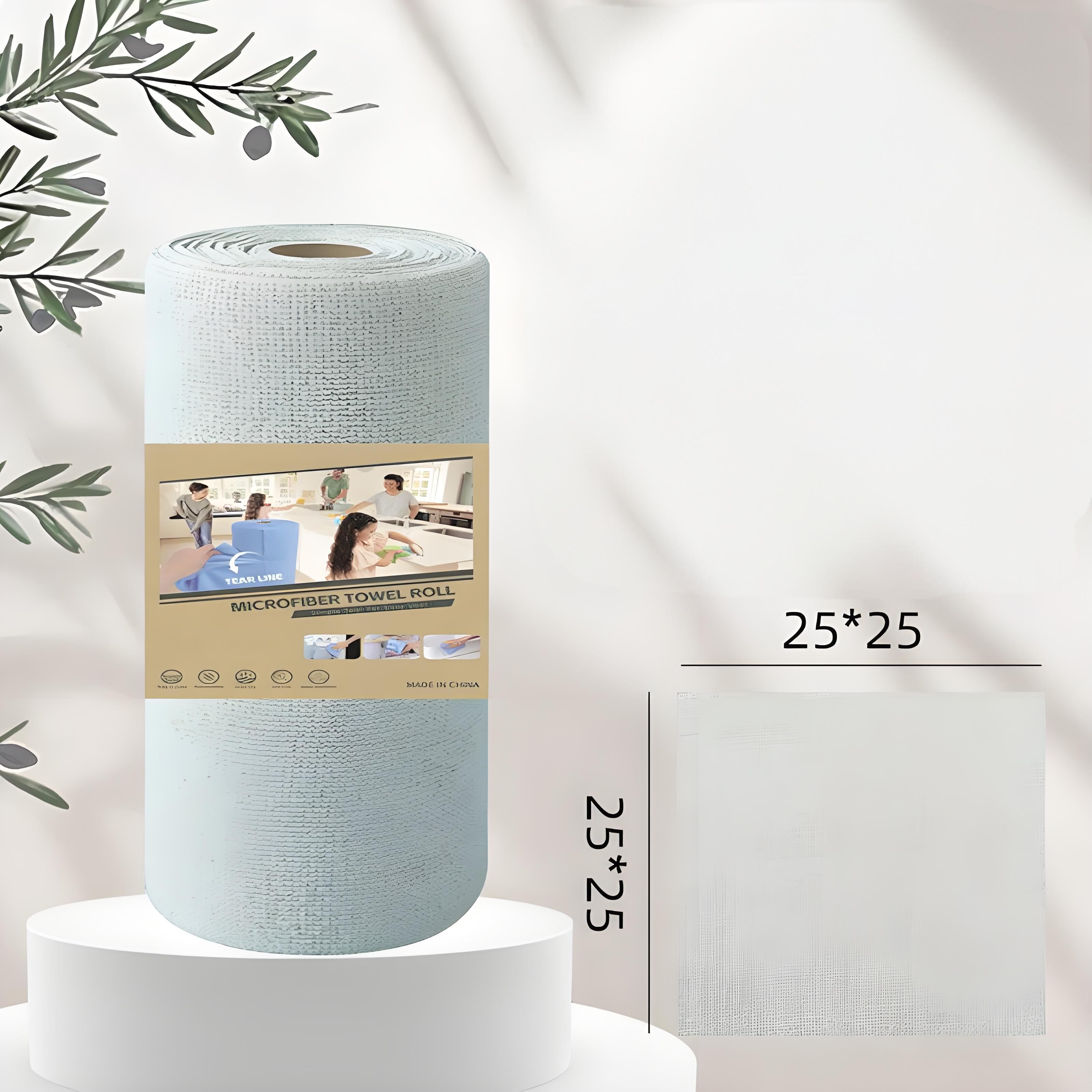 Christmas gift 50-Piece 25x25cm Polycotton Cleaning Cloth Roll, Reusable Dual-Use Dish & Surface Wipes for Home & Kitchen(green)