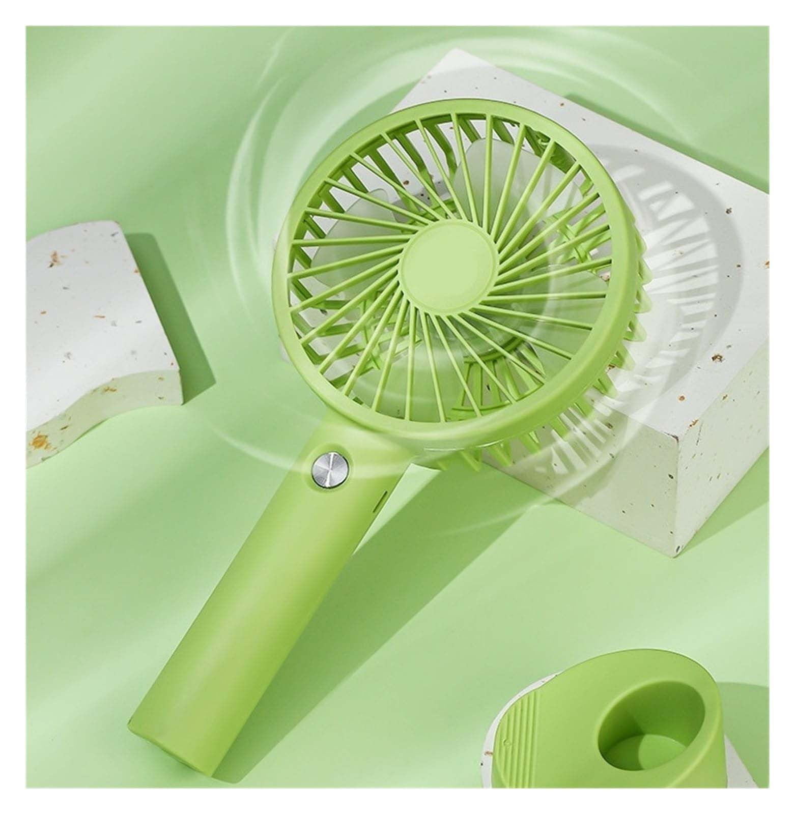 Mini Handheld Fan (White) Portable Fan Powerful Handheld Fan Cute Design 3 Speed Personal Small Desk Fan with Base Lightweight Makeup Usb Rechargeable Fan for — image 5