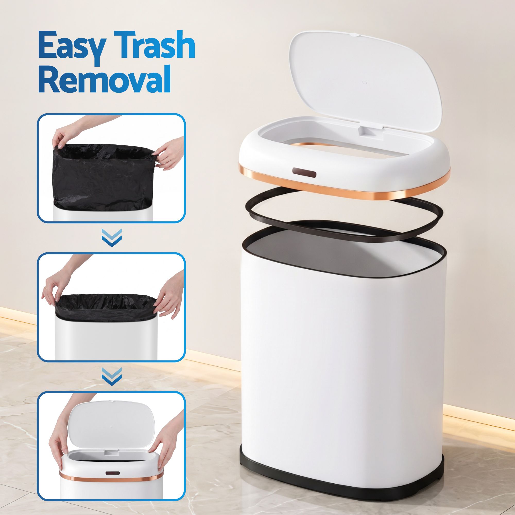 Devanti 38L Motion Sensor Bin Rubbish Automatic White — image 6