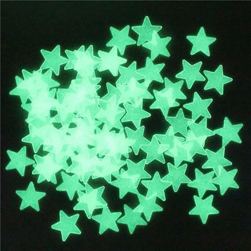 100 Pieces Glow-in-the-Dark Luminous Star Wall Stickers for Bedroom or Ceiling Decor - Blue โ image 5