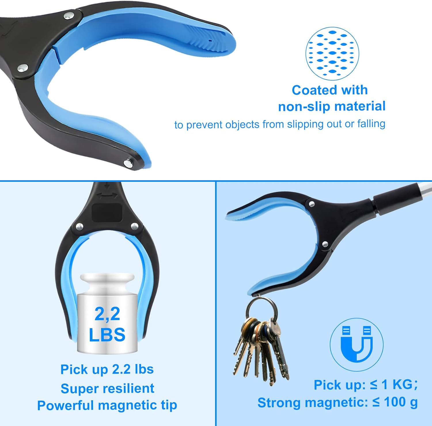 2 Pack Foldable Grabber Reachers with Magnetic Tips and 360 Degree Rotating Heads, 83 cm Litter Pickers for Home and Garden — image 3