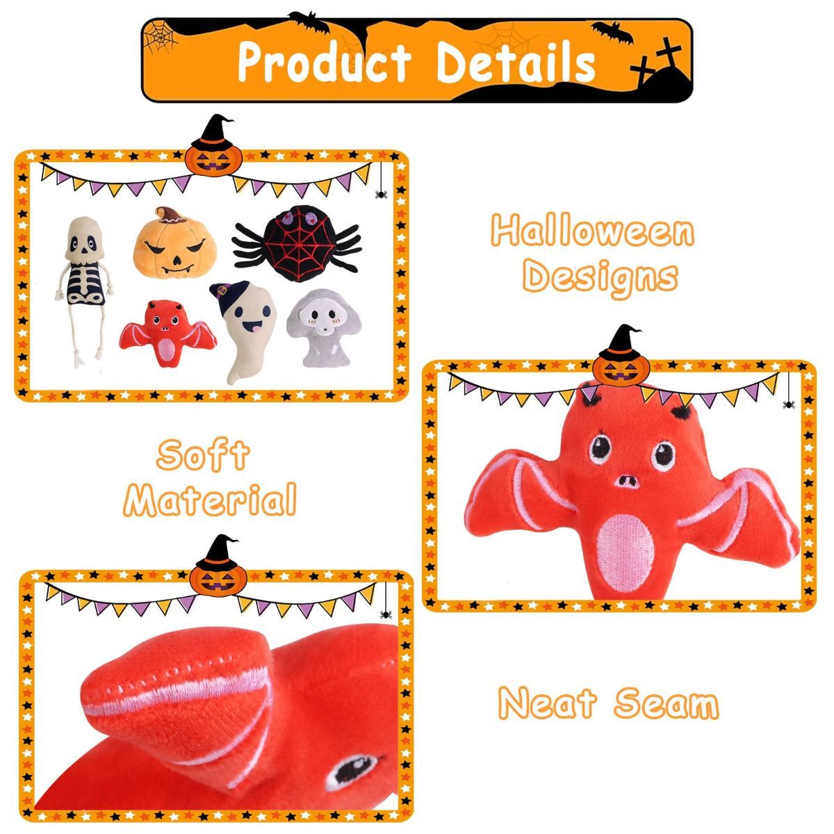 Halloween Catnip Toys, Pumpkin Ghost Catnip Toy Chew Bite Toy for Cat Interactive, Pack of 6 โ image 6
