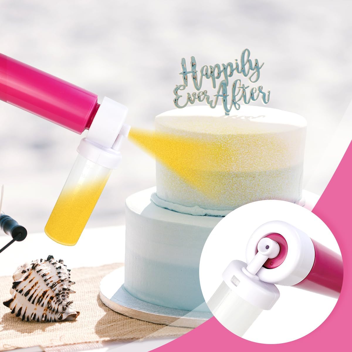 1 kit Manual Airbrush for Cakes with 4 Pcs Tube, Airbrush Pump Coloring Spray Gun, DIY Baking Cake Airbrush Pump Decorating Tools for Kitchen Decorating Cakes — image 3