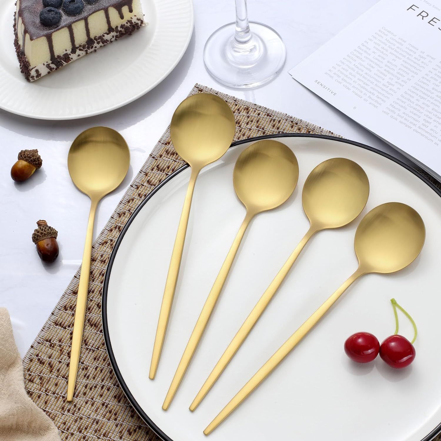 Gold Teaspoons 6 Piece, Stainless Steel Small Spoons, Tea Spoons for Home, Kitchen or Restaurant, Dishwasher Safe — image 4