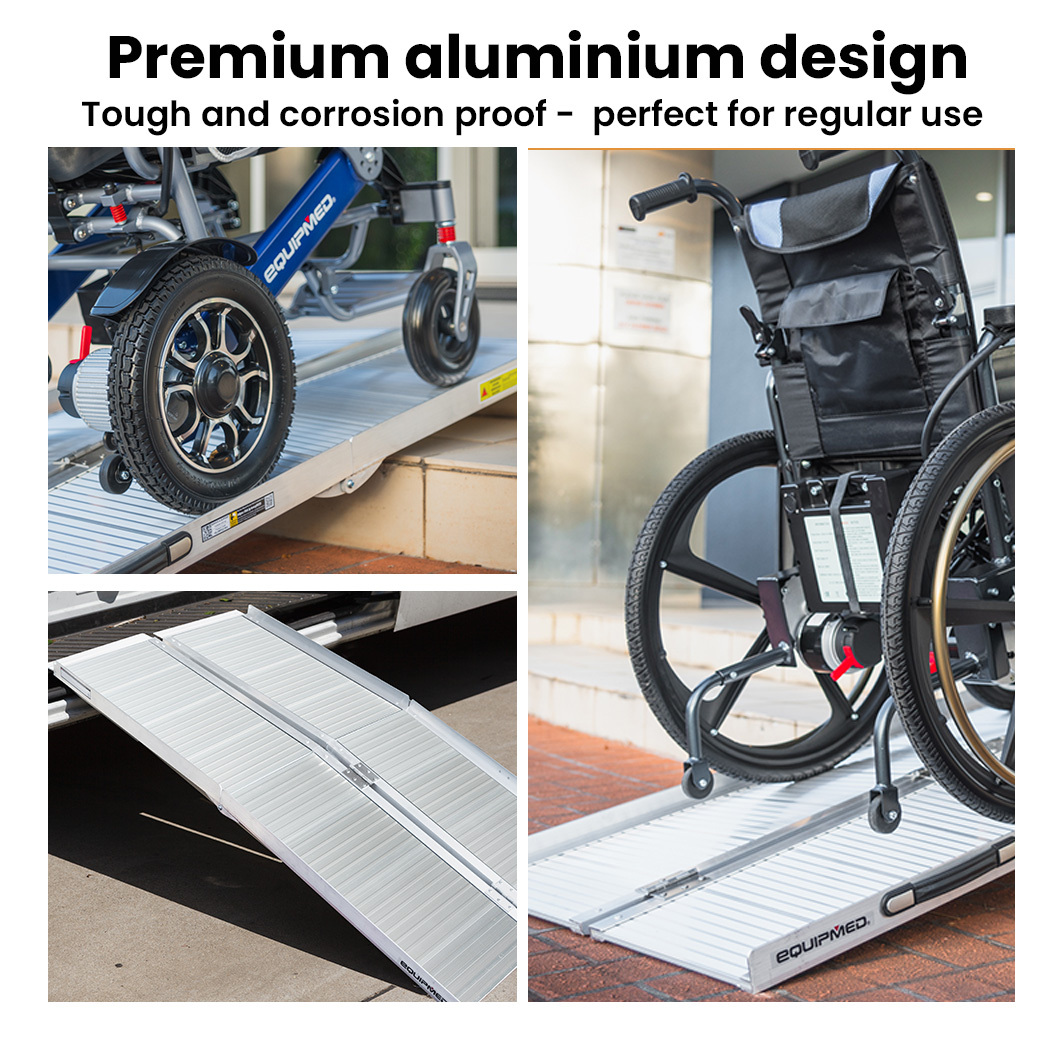 EQUIPMED 123cm Portable Folding Aluminium Access Ramp 272kg Rated, Silver, Mobility Scooter โ image 6