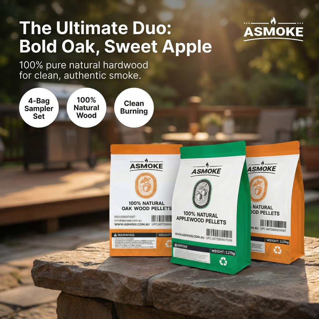 ASMOKE 4-Piece Premium Wood Pellet Variety Pack - Oak & Apple (2x Oak, 2x Apple) — image 3