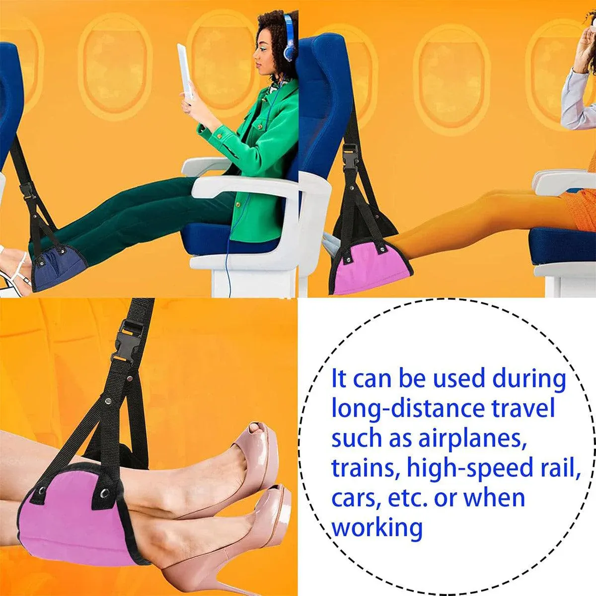 Travel Rest Hammock Office Foot Hammock Portable Rest for Relaxation Support - Rose Red โ image 5