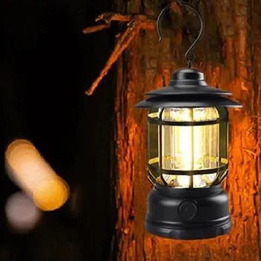 Retro Tent Camping Light Portable Rechargeable Night Lamp Black โ image 4