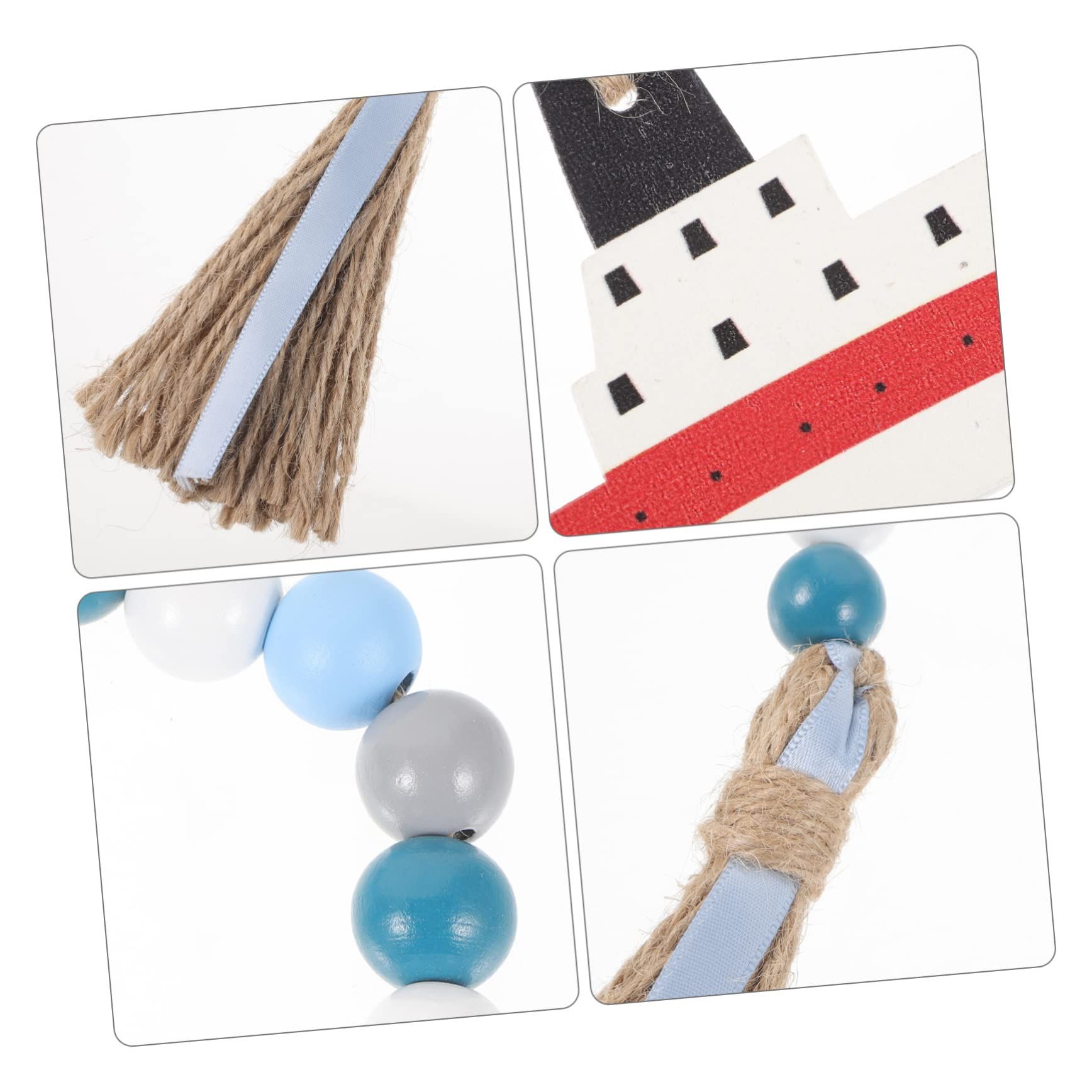 Boat Wooden Beads Rustic Bead Sailboat Beach Sign Hanging Decoration Home Hanging Decor Farmhouse Tassel Summer Decor — image 3