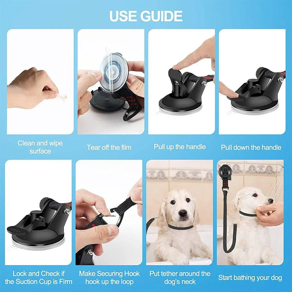 Dog and Cat Grooming Bath Holder Pet Clipper Blow-Dry Leash Table Sling Set — image 5