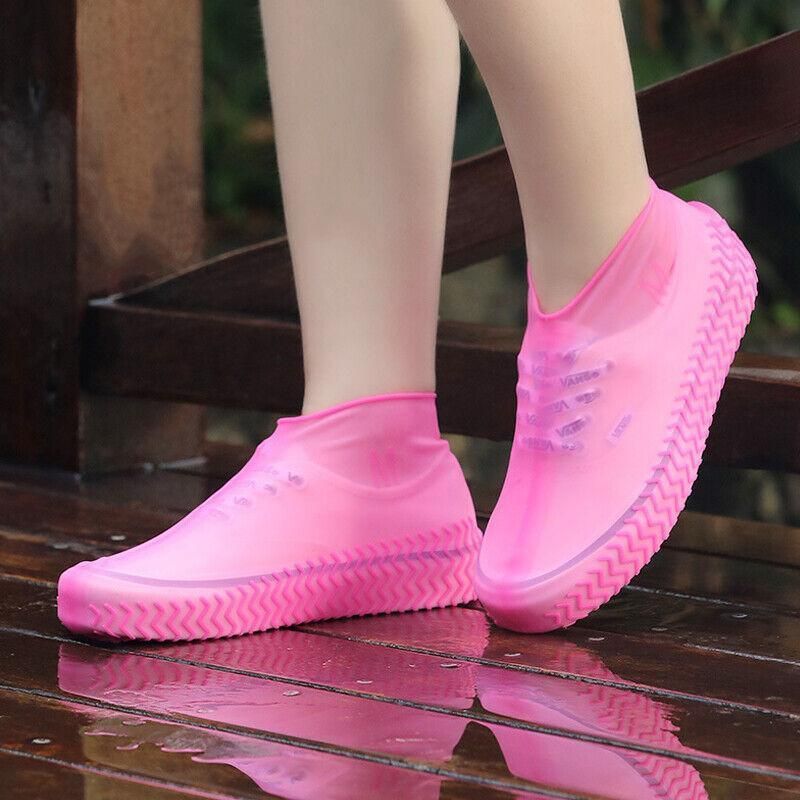 Shoe Cover Waterproof Silicone Non Slip Rain Water Rubber Foot Boot Overshoe S - Red โ image 5