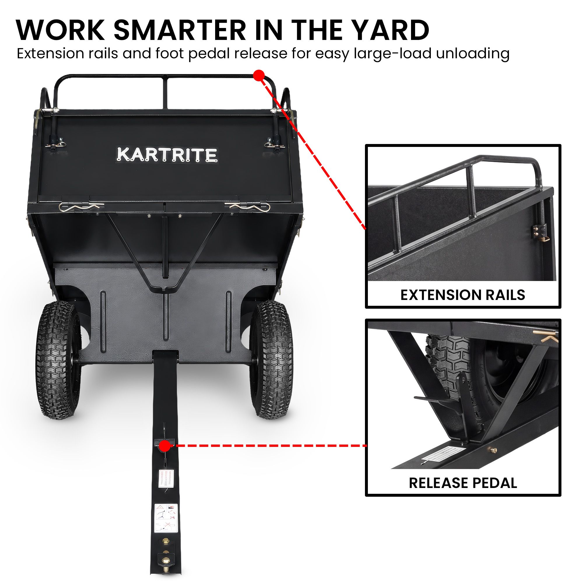 Kartrite 430kg Heavy Duty Steel Dump Cart with Foot Pedal Dumping System — image 5