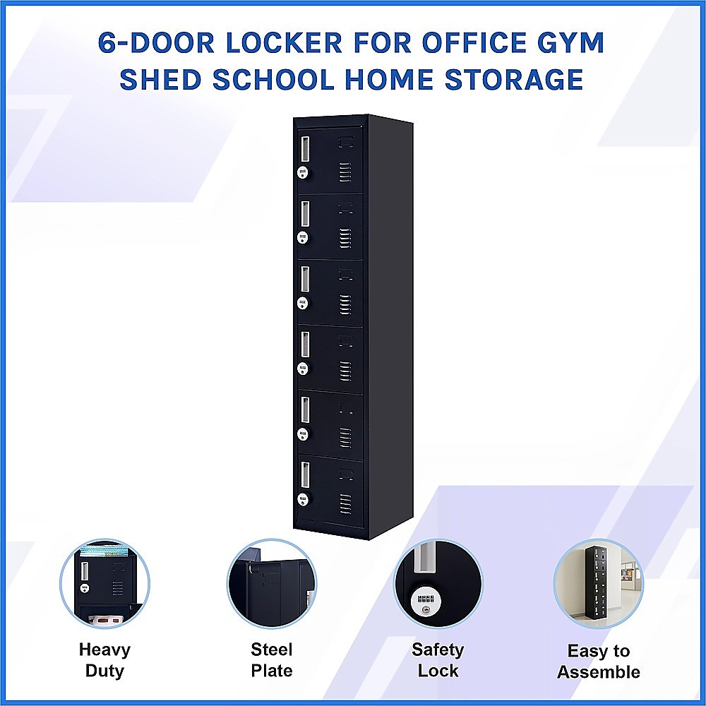 6-Door Locker for Office Gym Shed School Home Storage โ image 3