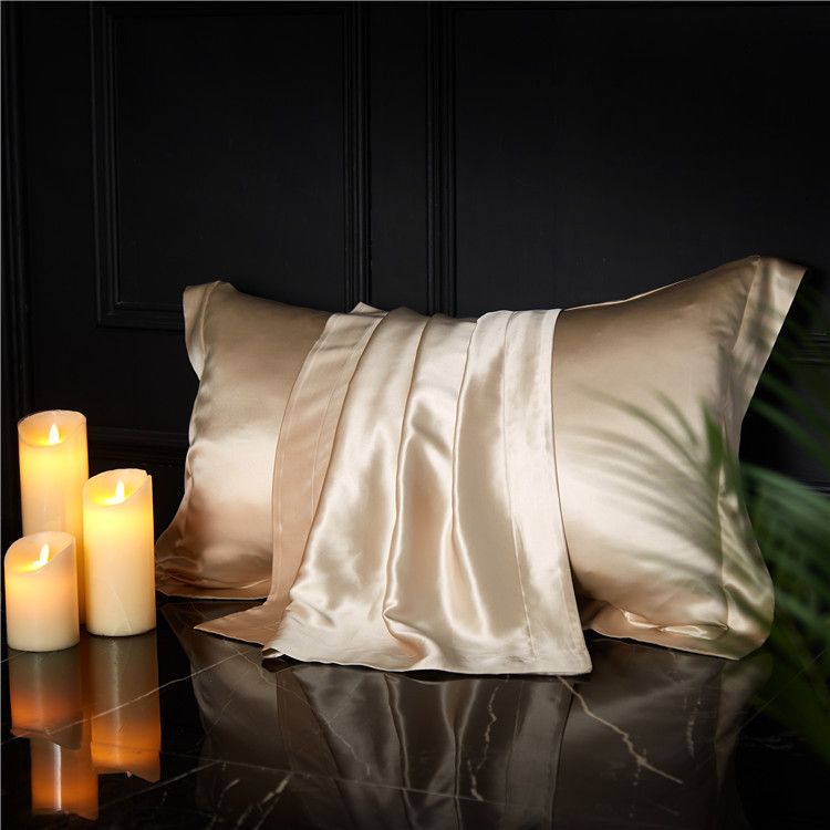 Silk Pillowcase 19 Momme Wide Edge Champagne Gold 48*74+8