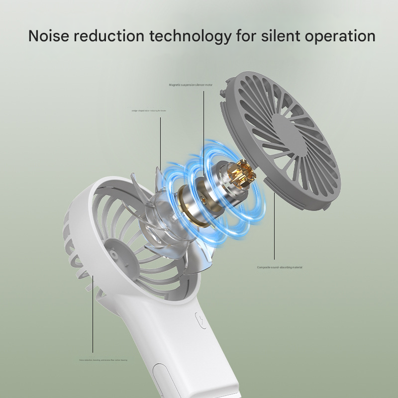 2-PCS White New Portable Handheld Air Cooler Fan - Foldable Desktop USB Rechargeable Mini Fan with Climbing Buckle โ image 4