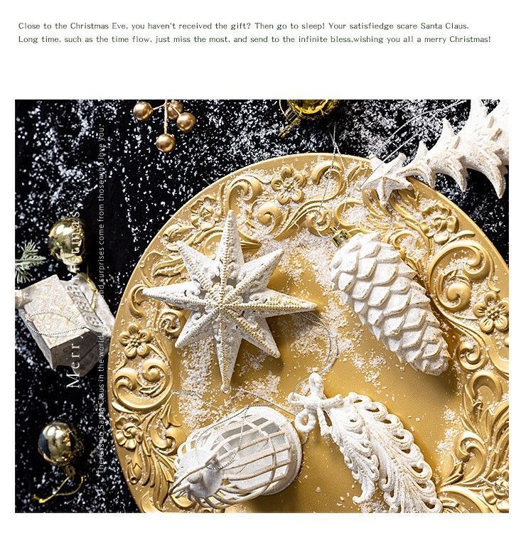 White Gold Pine Cone Christmas Tree Hanging Ornaments, Set of 3, Christmas & Halloween Wreath and Garland Decor, Elegant Festive Tree Embellishment, Delicate — image 4
