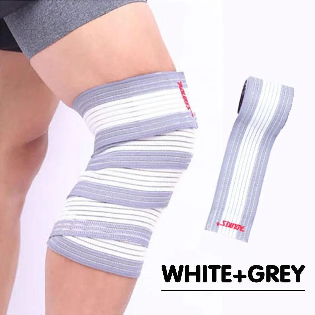Sports Gym Bandage Wrap Compression Strap Wrist Knee Leg Ankle Elbow Band 180Cm - White+Grey โ image 5