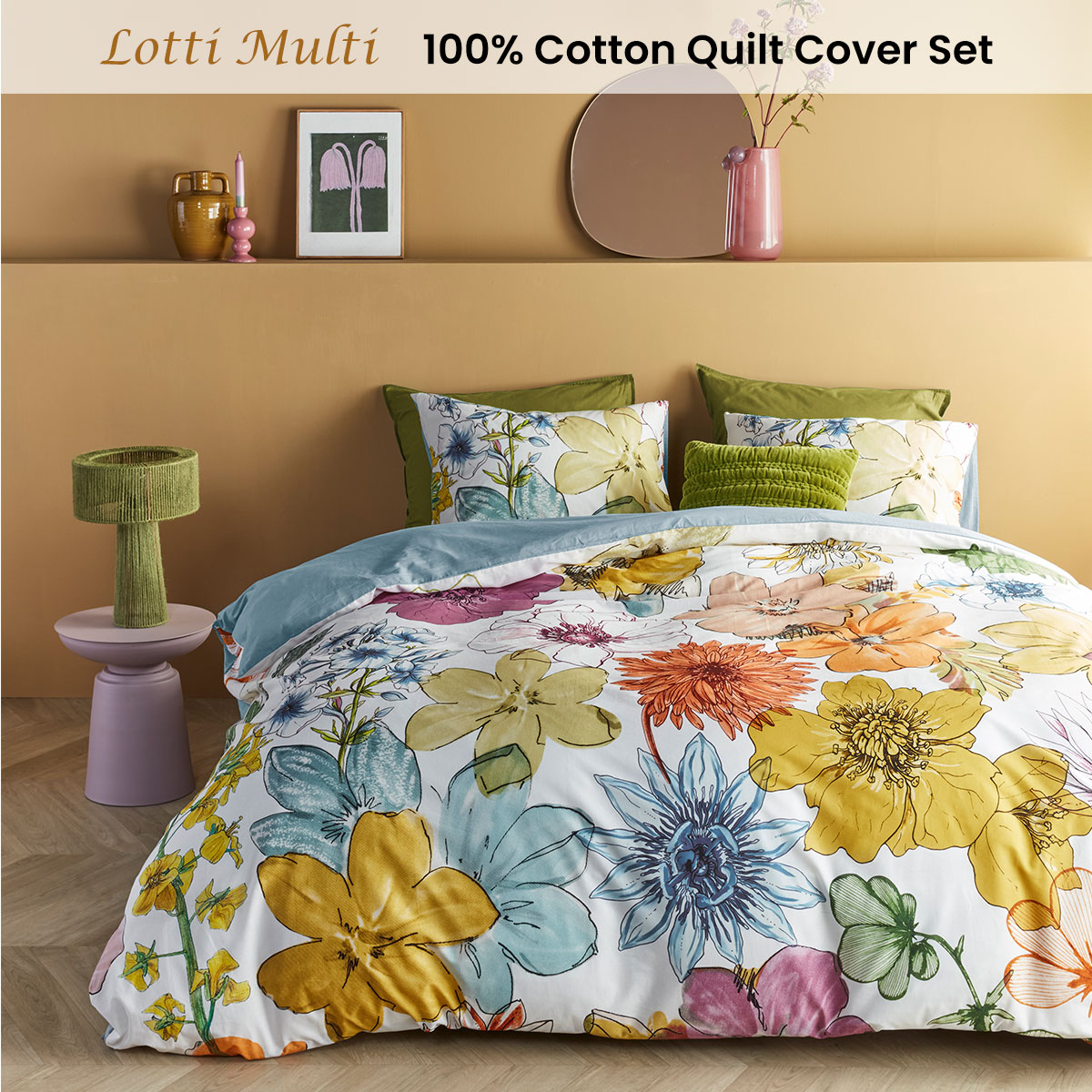 Bedding House Lotti Multi Cotton Floral Quilt Cover Set King — image 2