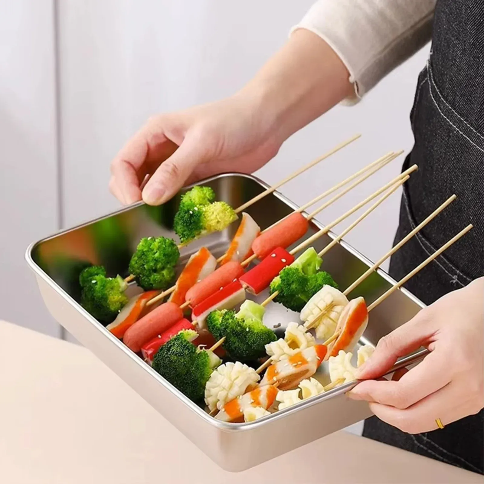 2 Piece, Fridge Storage Containers, Stainless Steel Baking Pans with Lids, Freezer Meal Prep, Market Stall Catering, Rectangular, 12x8x3 In โ image 5