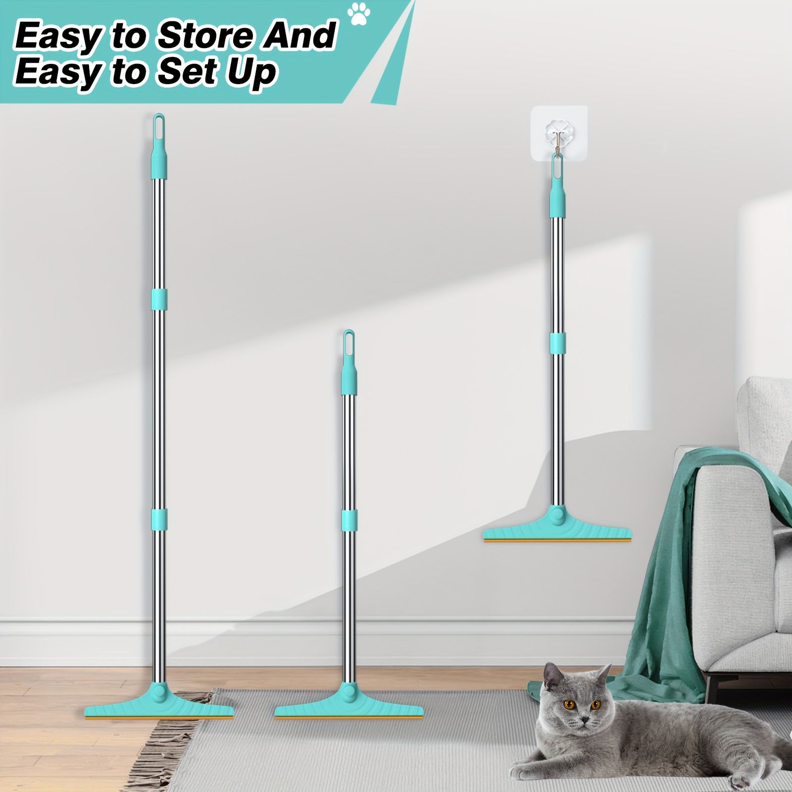Blue Yellow pet hair remover broom โ image 3