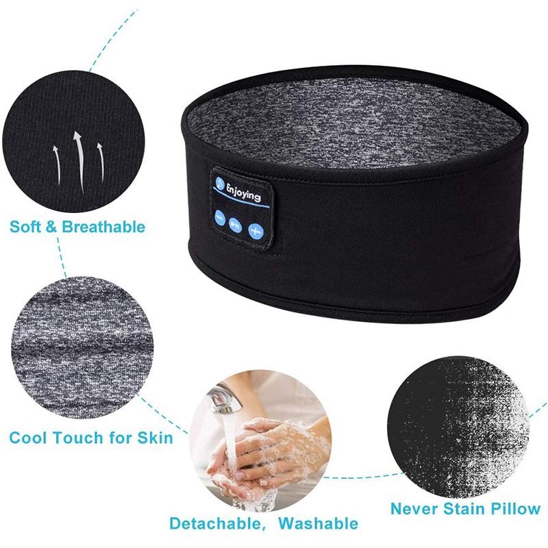 Wireless Headband Headphones Compatible with All Devices for Running Sleeping Music Black — image 3