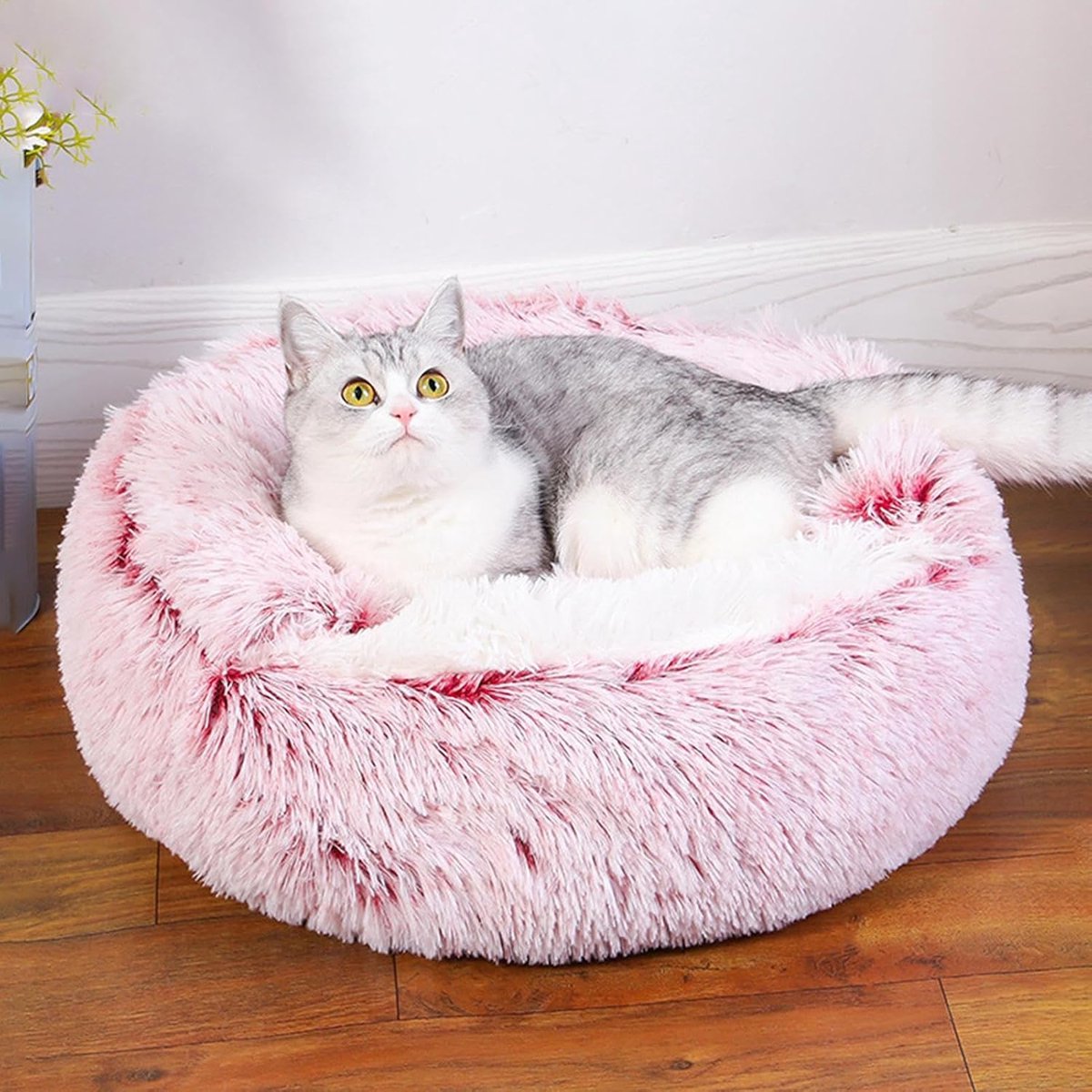 Cat Bed - Cave Cat Basket 40cm - Calming and Anti-Anxiety - For Small Dogs/Cats - Donut - Pink โ image 3