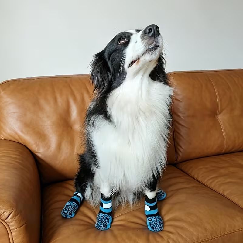 Pet Dog Socks Anti Slip Cotton Striped Pink bone design [premium storage bag] Xs ultra-small, sole about 4.5*12cm [recommended within 5kg inches] [pack of — image 4