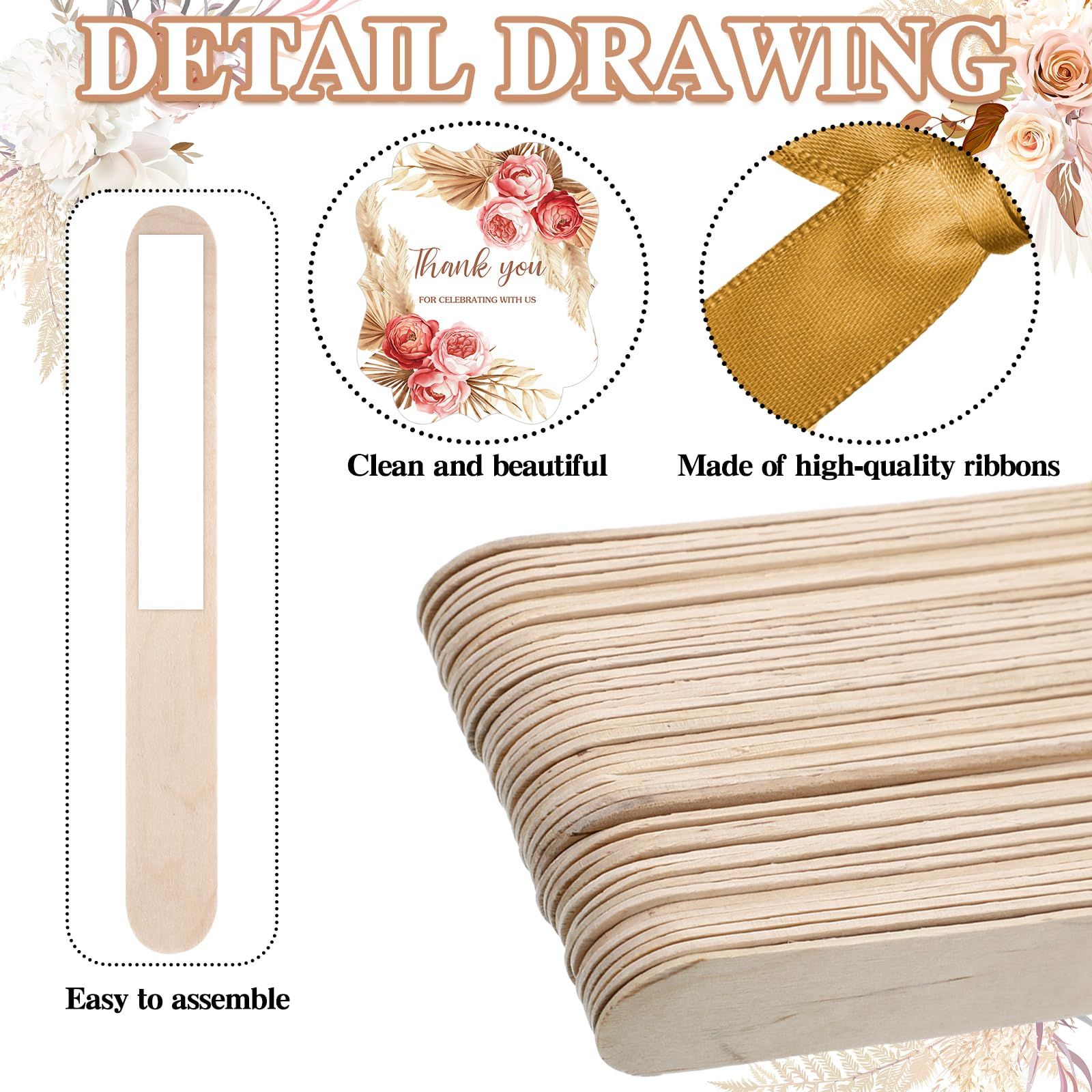 50 Sets Wedding Fans for Guests Bulk Thank You for Celebrating with Us Fans Hand Fans Handheld Folded Fan Baby Shower Favors โ image 4