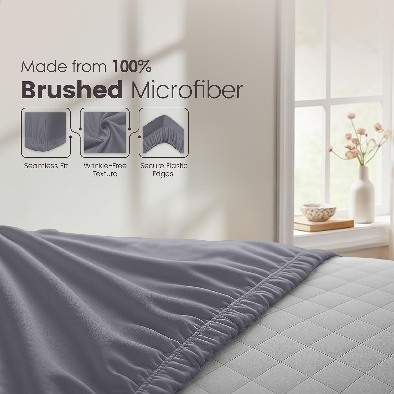 Hotel Quality Fitted Sheet - 1 Piece Fitted Sheet -Breathable Bedding - Wrinkle, Fade, Stain Resistant- 16inch/40cm Deep Pocket Fitted Bed — image 5