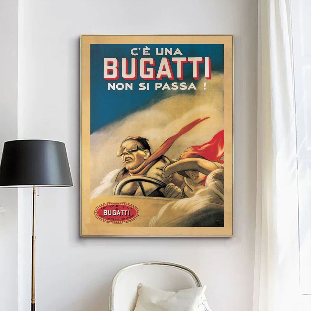 Wall Art 50cmx70cm Bugatti Gold Frame Canvas โ image 2