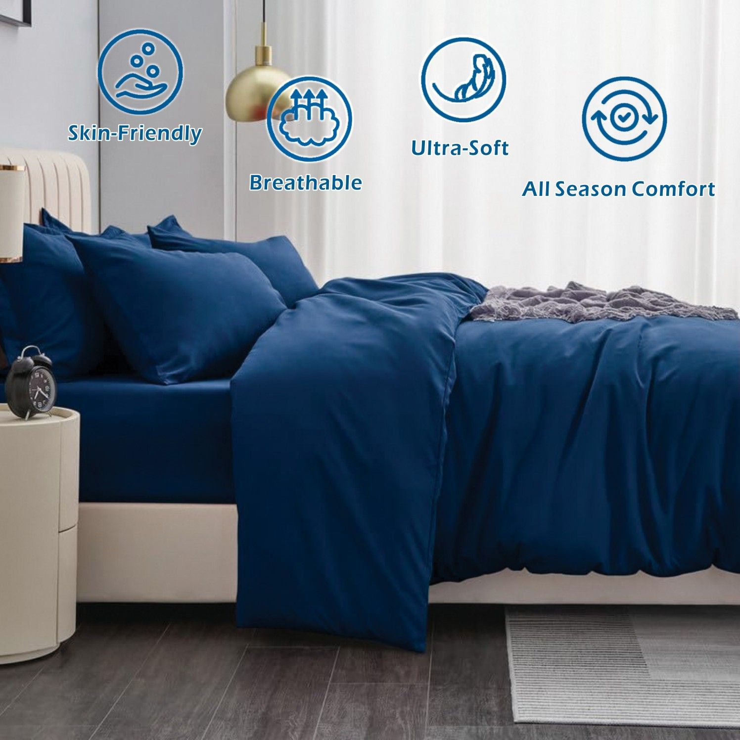 3 Piece Hotel Soft Microfiber Quilt Cover Set-2000TC Duvet/Donna Cover Set & Pillowcases -1 Quilt Cover Zipper Closure & 1 x Pillowcases-Breathable Bedding — image 2