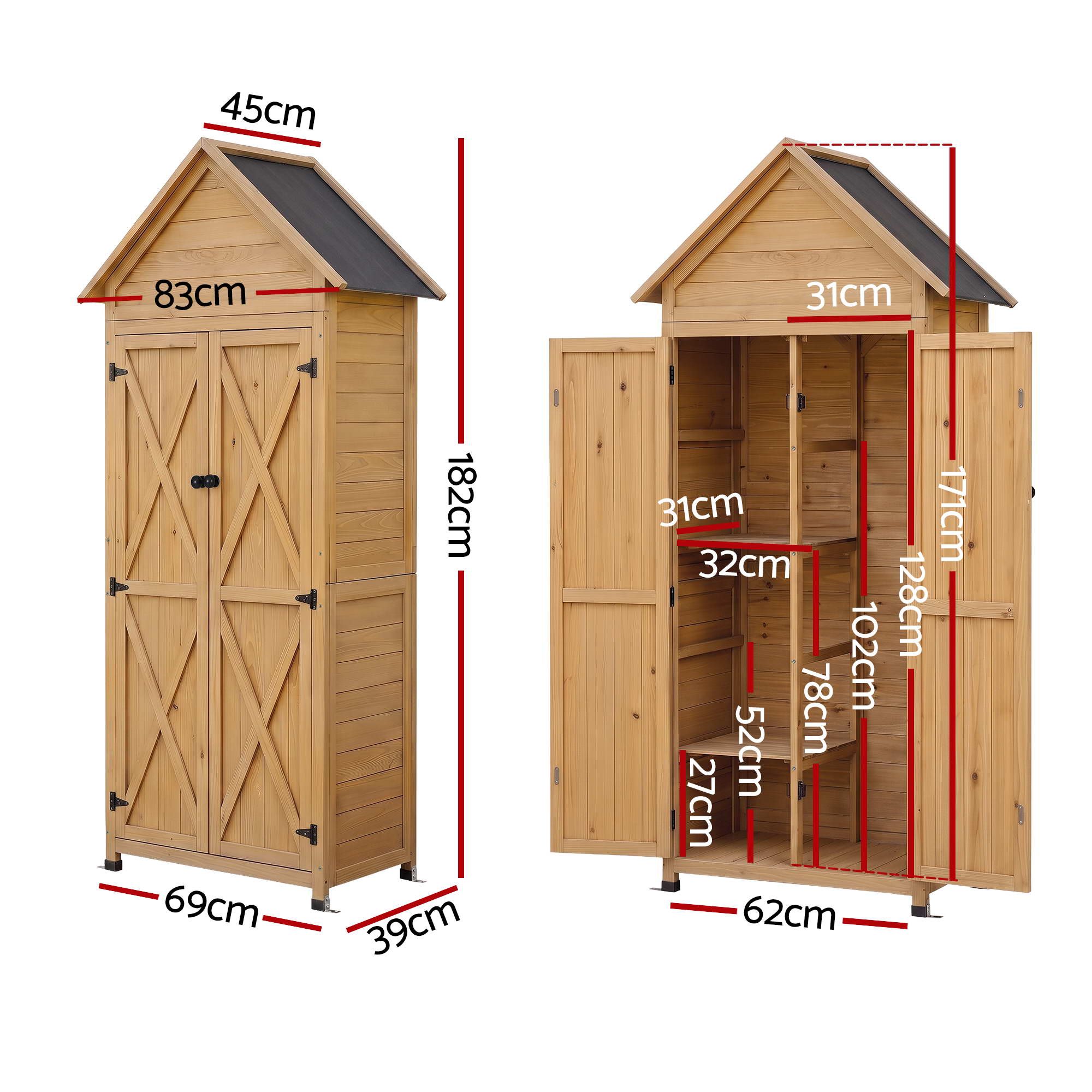 Gardeon Outdoor Storage Cabinet Cupboard Tool Organizer Shed Adjustable Natural โ image 3