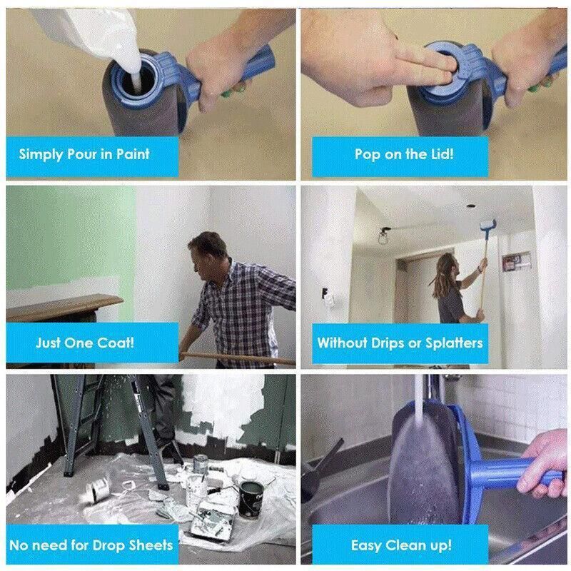 8Pcs/Set Pro Paint Roller Brush Handle Flocked Edger Wall Painting Hand Tool — image 5