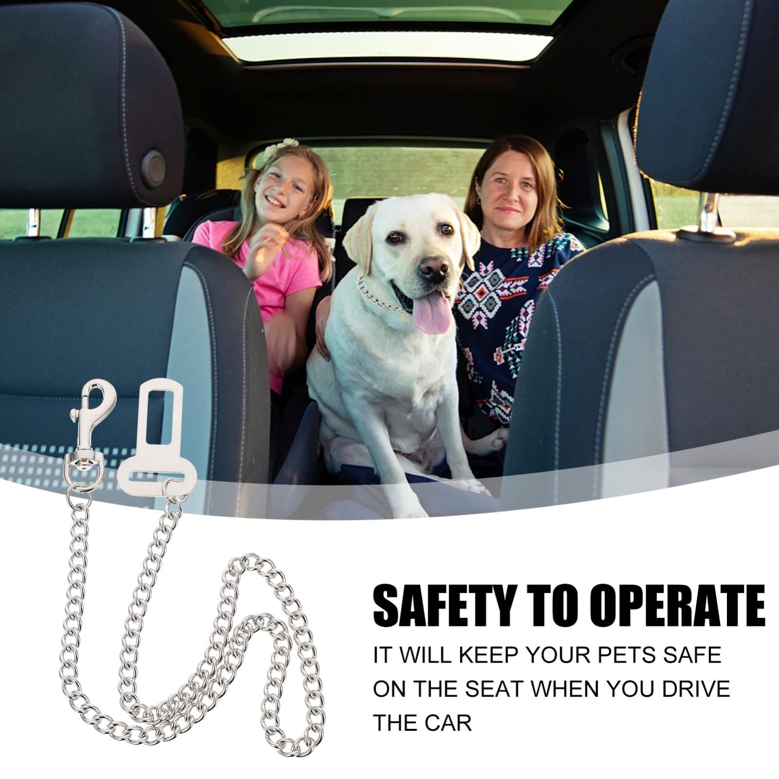 Dog Car Seat Belt - Dog Chain 60cm Dog Seatbelt Stainless Steel Pet Safe Dog Seatbelt Vehicle Travel Dog Harness Chain Dog Belt — image 4
