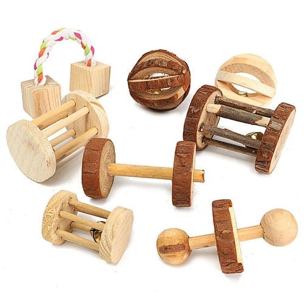 Wooden Hamster Molar Chew Toy, Natural Pine Small Pet Accessory for Guinea Pig Chinchilla Bunny Teeth Care โ image 3